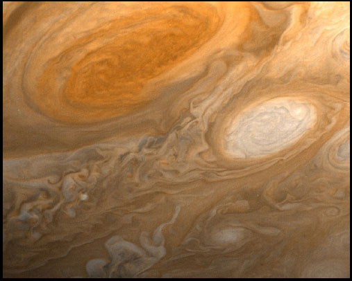 Красное и белое пятна на Юпитере